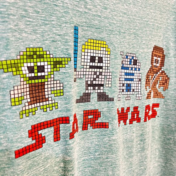 Disney Starwars Tetris Graphic Shirt Yoda, Darth Vader, R2-D2 Robot, RARE Tee - Picture 9 of 11